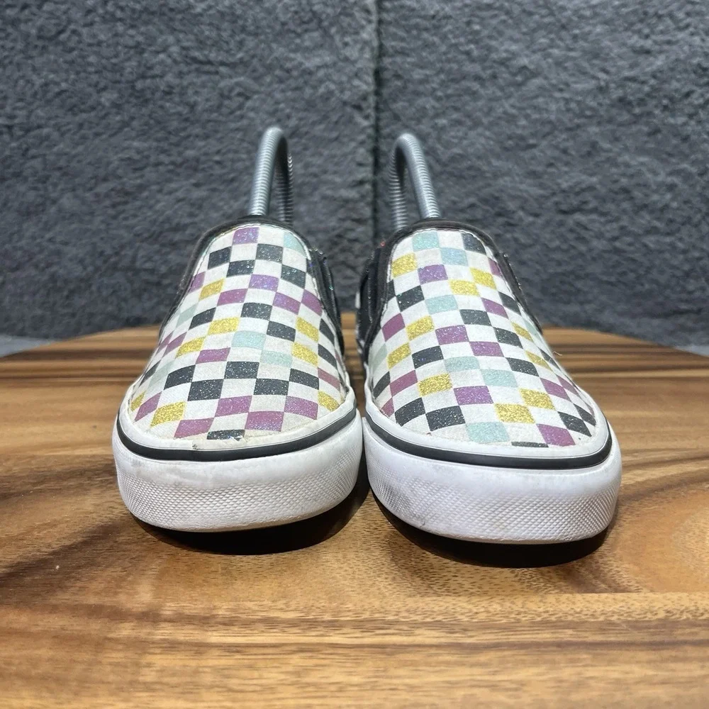 Vans Classic Slip On Glitter‎ Checkerboard Fairy Multicolor Size 3 Kids